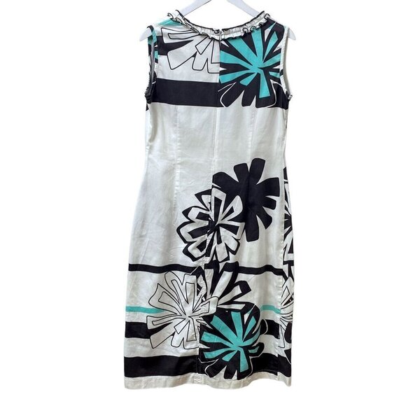 ESLA Modern Shift Dress Medium Black White Print Short Sleeve Midi - Picture 4 of 12